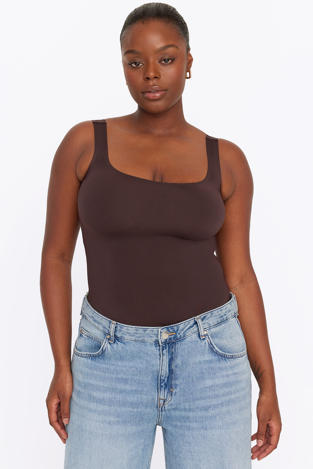 365 Second Skin Scoop Neck Bodysuit - Espresso
