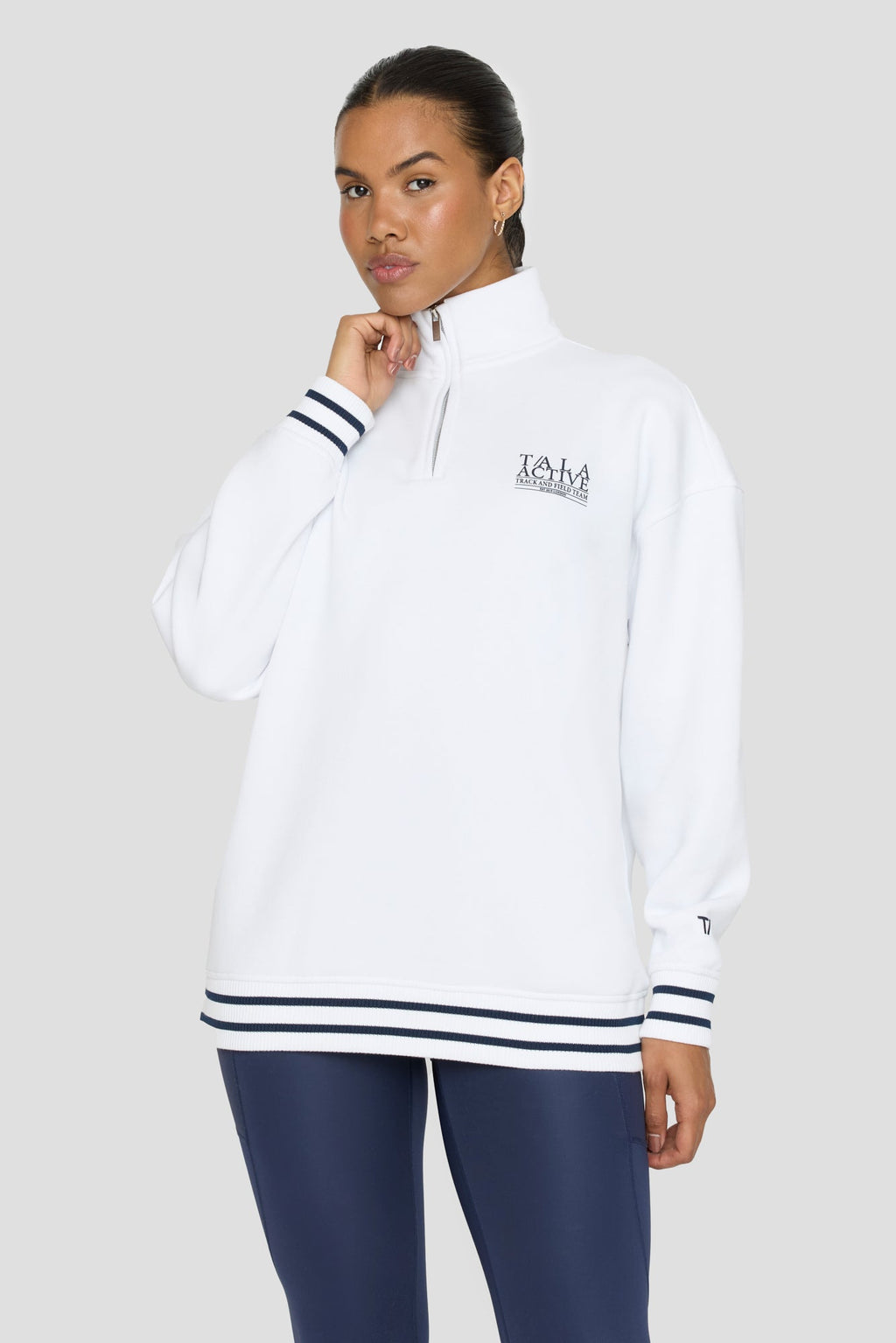 TALA Track And Field Quarter Zip Sweatshirt - White