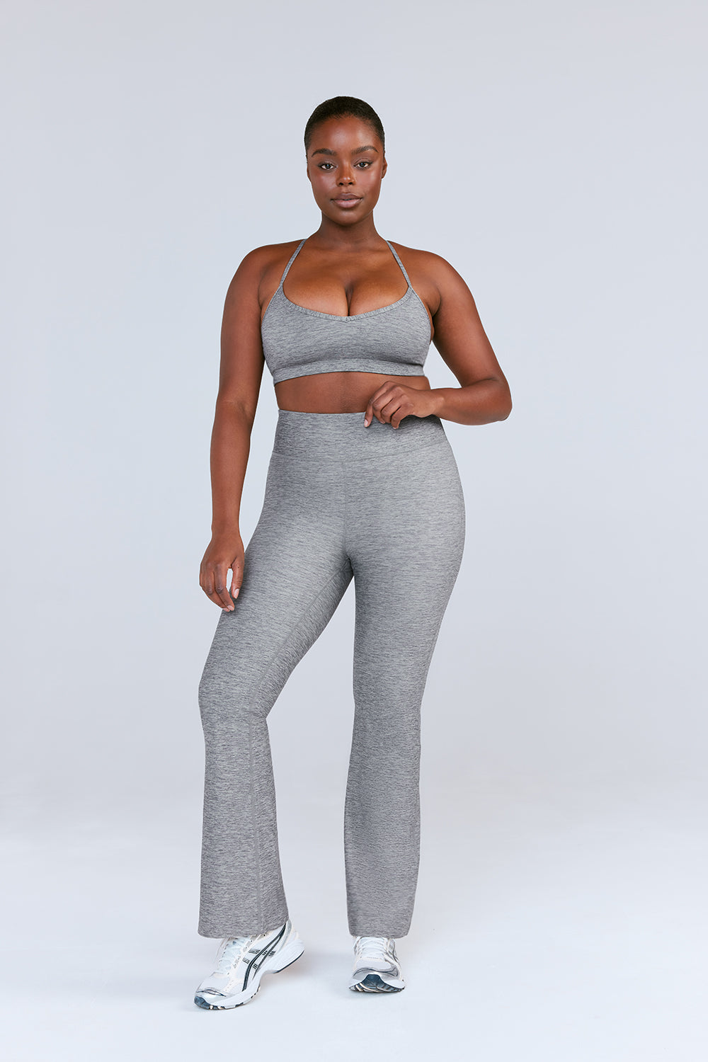 SkinLuxe High Waisted Flared Legging - Dark Grey Marl
