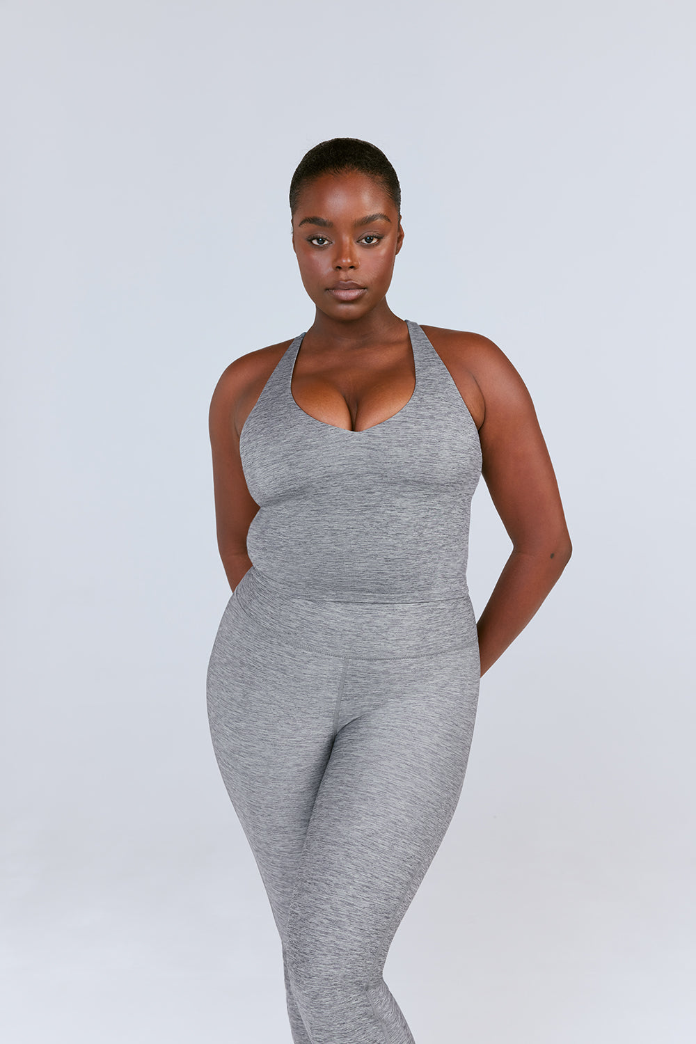 SkinLuxe Built-In Support Strappy Back Cami Top - Dark Grey Marl