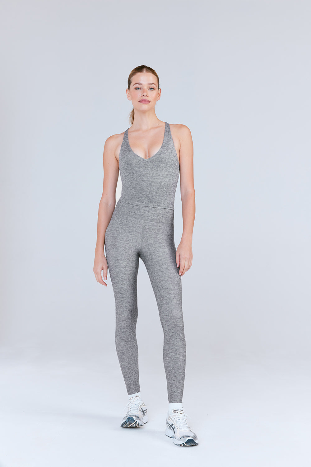 SkinLuxe Built-In Support Strappy Back Cami Top - Dark Grey Marl