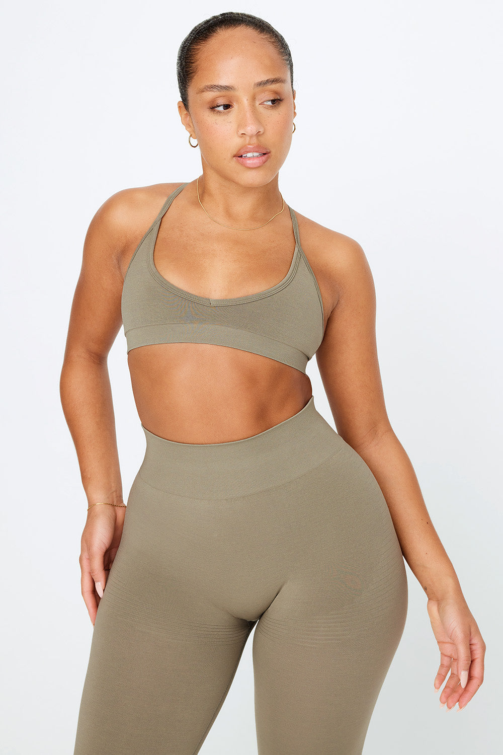 Sculpt Seamless Mini Sports Bra - Olive Marl