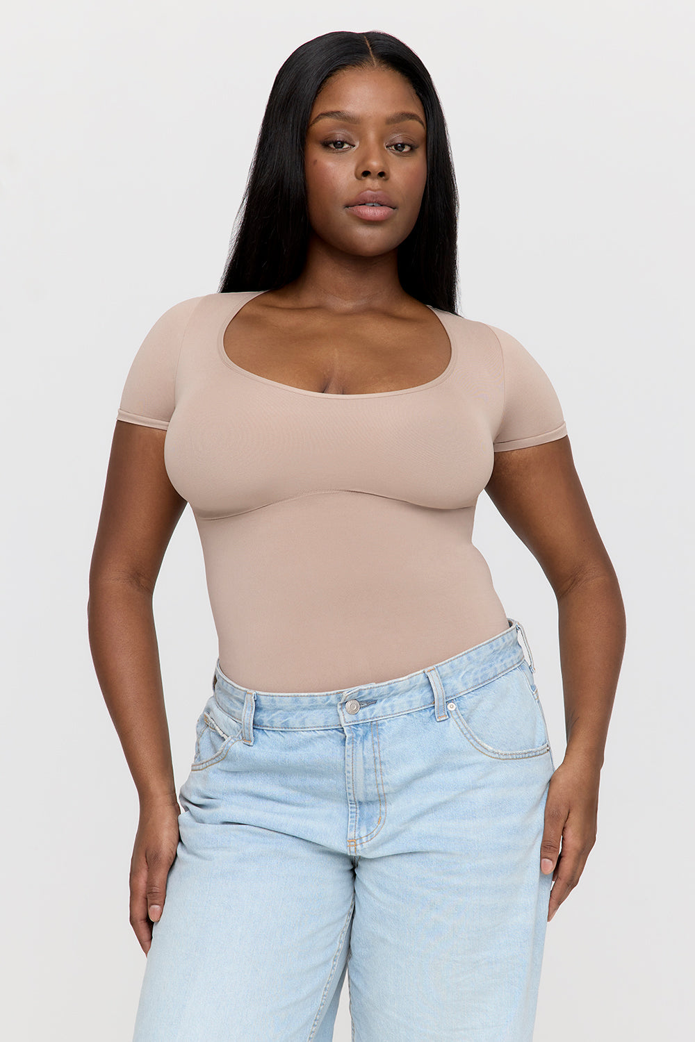 365 Contour Short Sleeve Bodysuit - Cappuccino