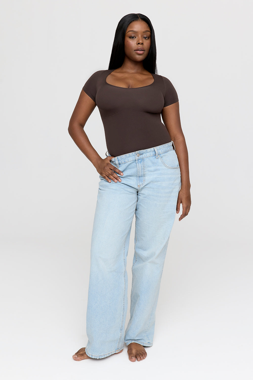 365 Contour Short Sleeve Shaping Bodysuit - Espresso