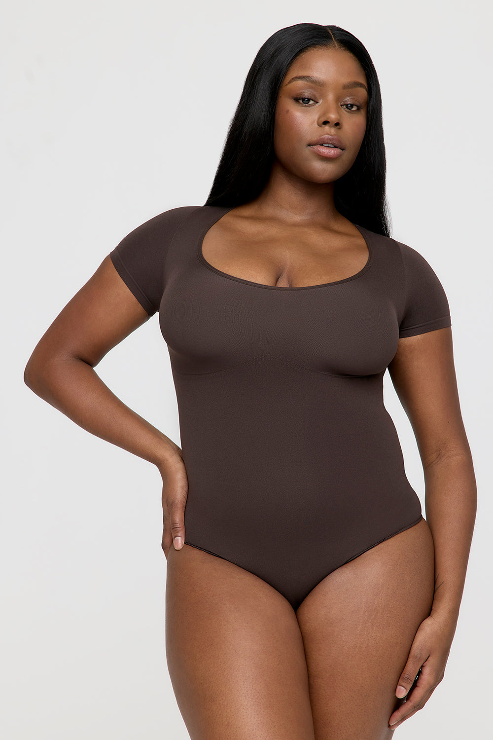 365 Contour Short Sleeve Shaping Bodysuit - Espresso