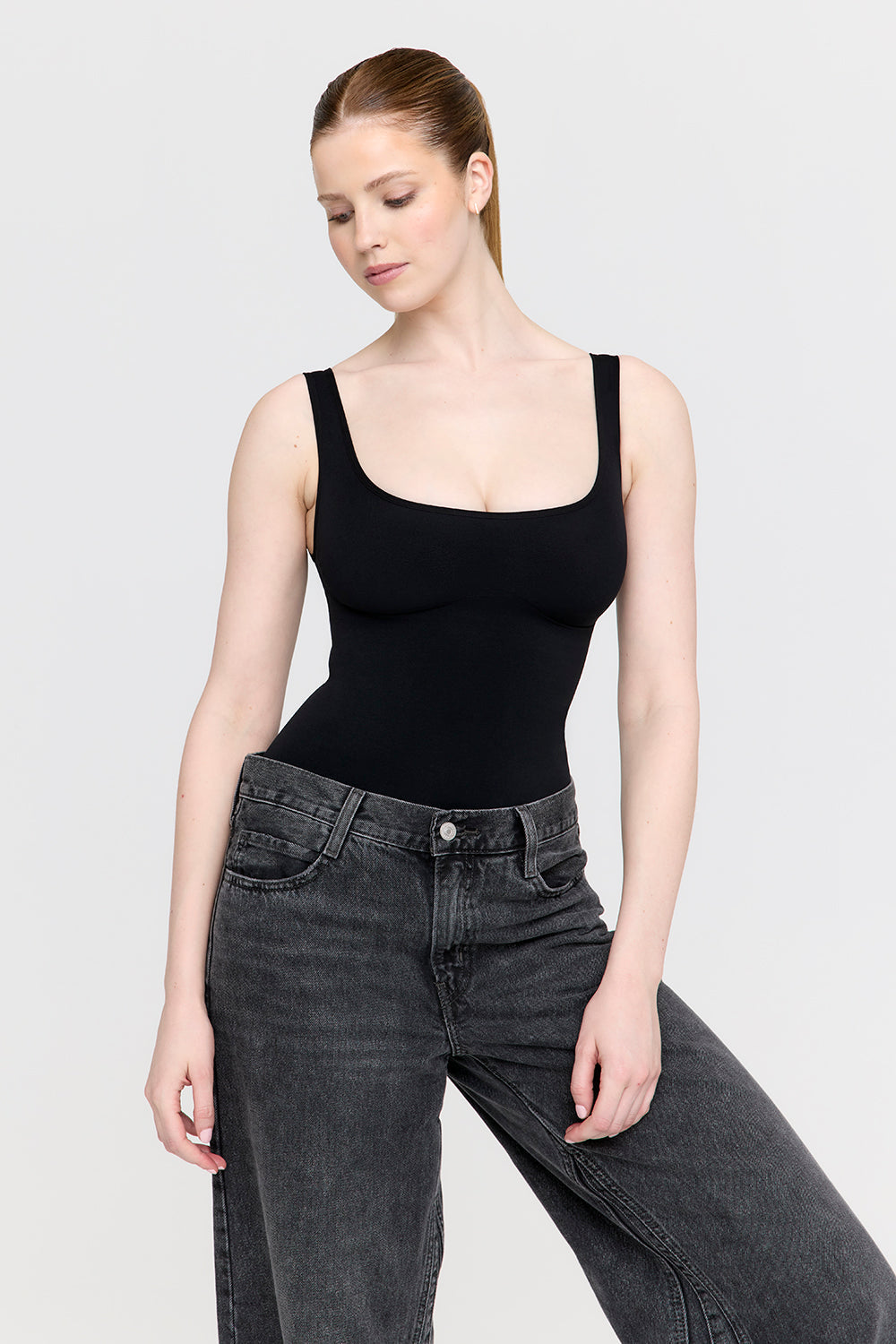 365 Contour Strappy Shaping Bodysuit - Shadow Black