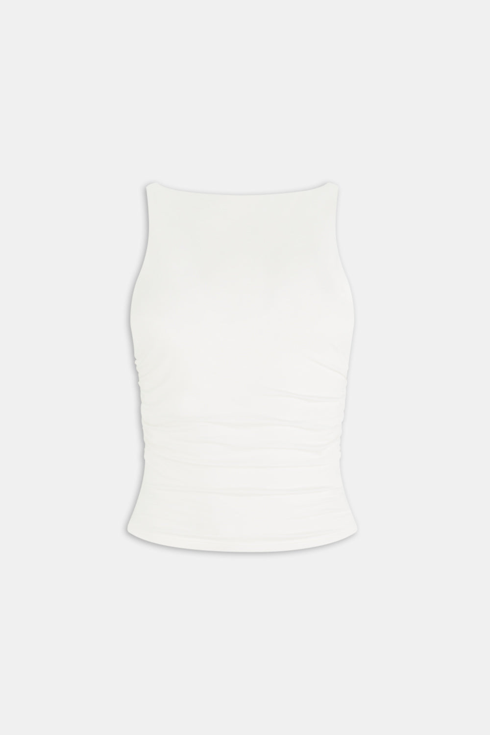 365 Ruched Side Boat Neck Top - Coconut Milk