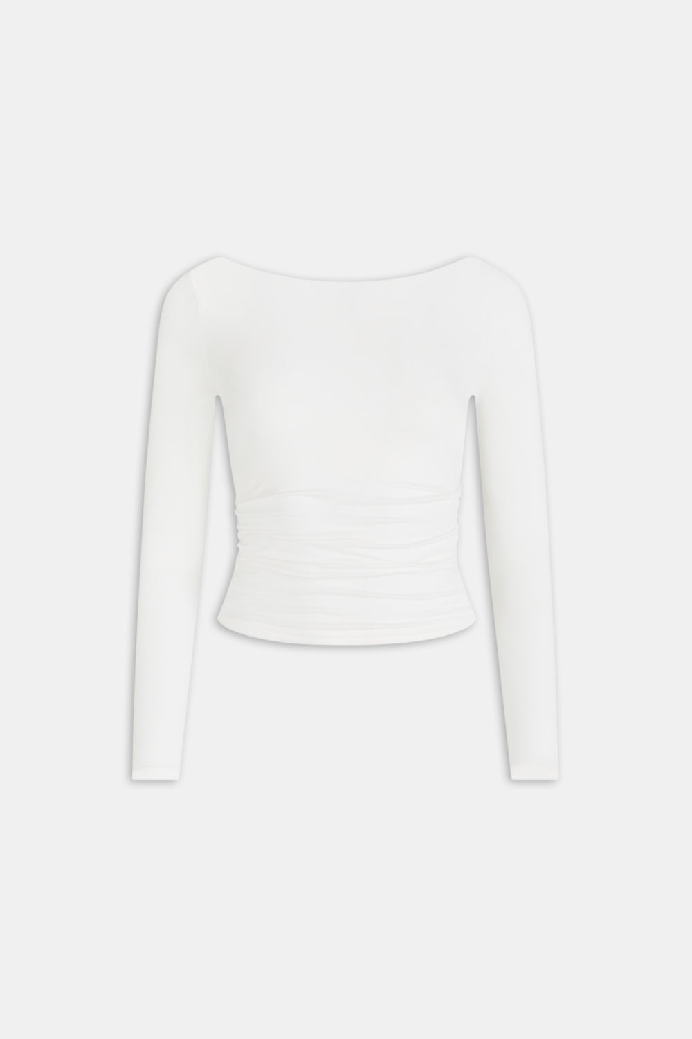 365 Ruched Side Open Back Long Sleeve Top - Coconut Milk