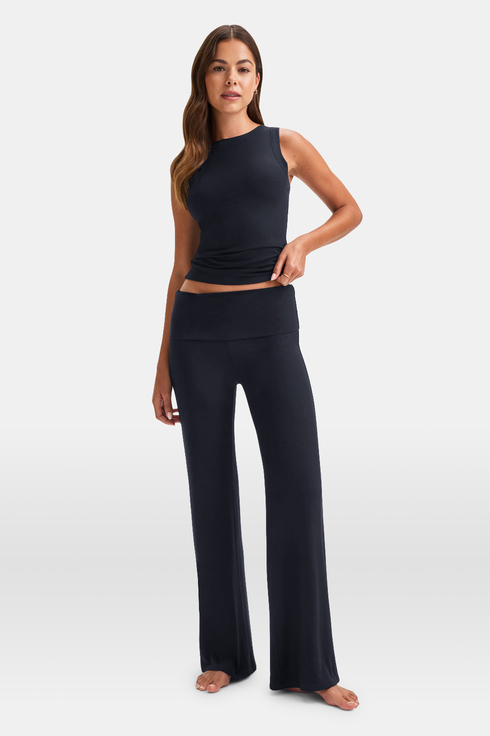 365 Sculpting Lounge Flared Trousers - Washed Navy