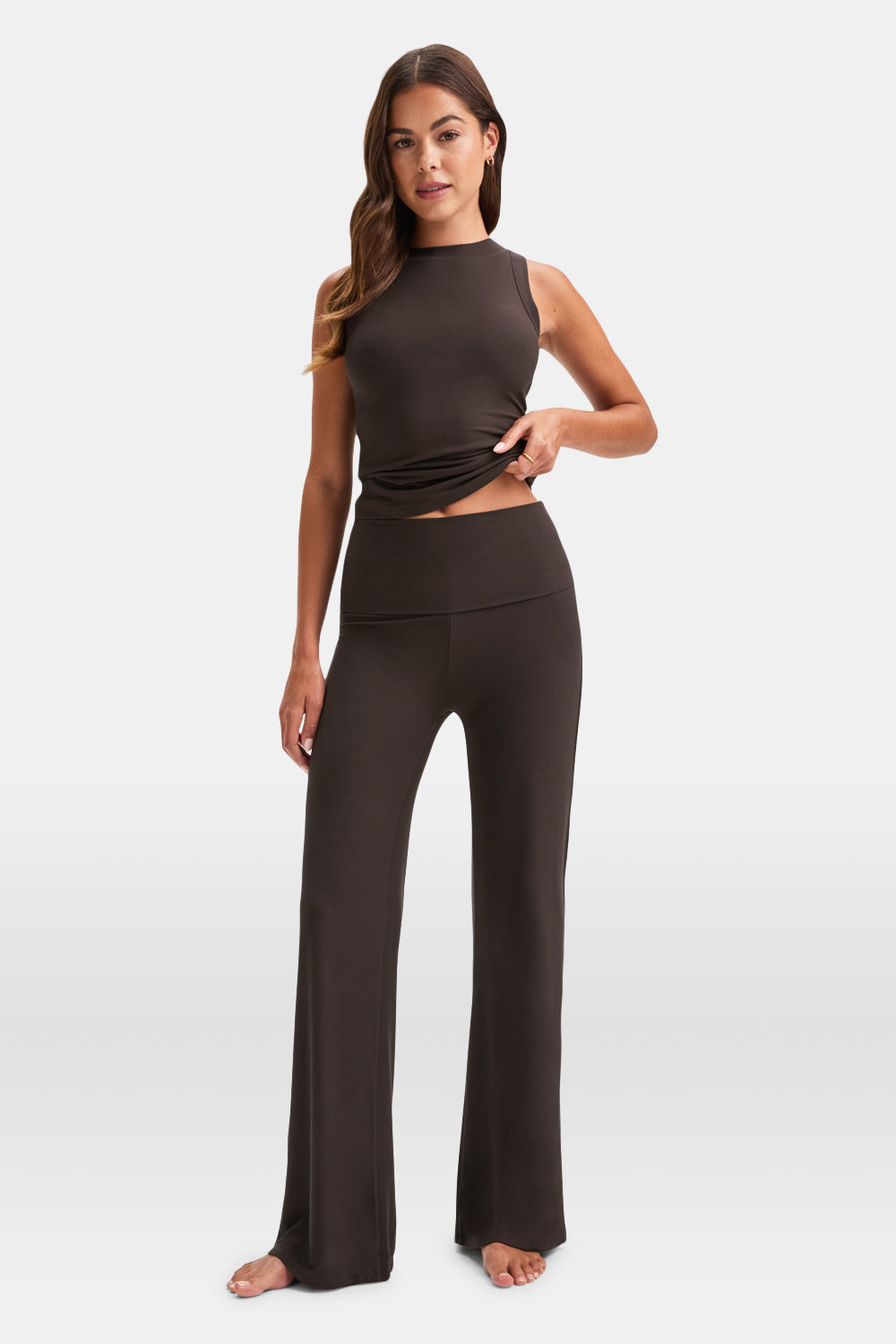 365 Sculpting Lounge Flared Trousers - Espresso
