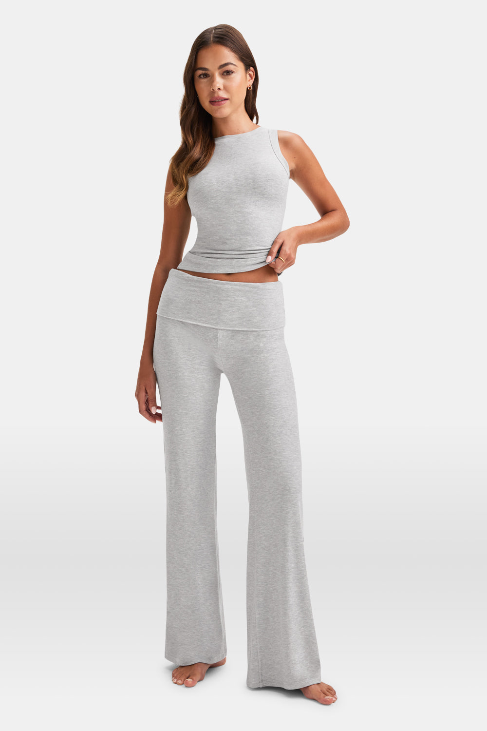 365 Sculpting Lounge Flared Trousers - Grey Marl