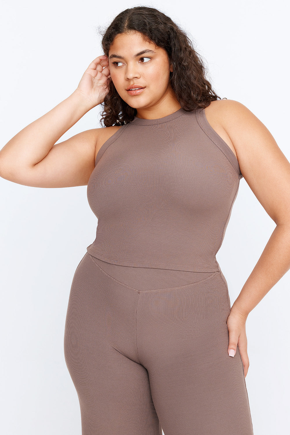 365 Sculpting Lounge Racer Tank - Mocha