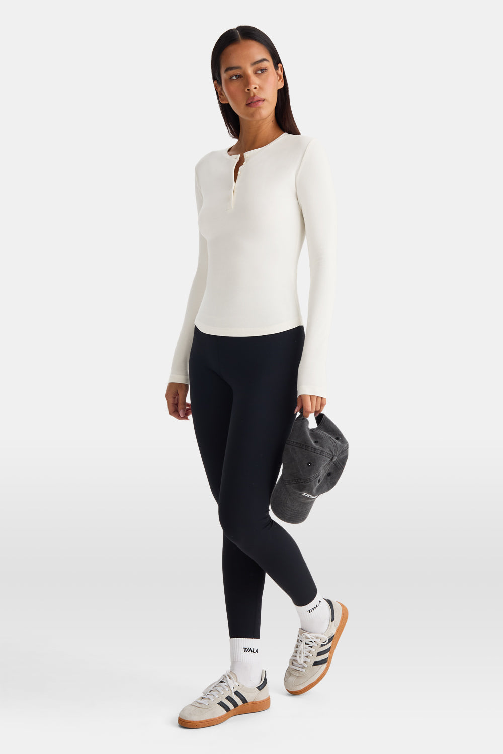 365 Core Cotton Long Sleeve Henley Top - Ivory