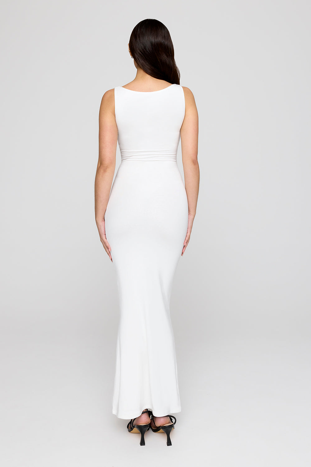 365 Ruched Side Boat Neck Maxi Dress - Coconut Milk