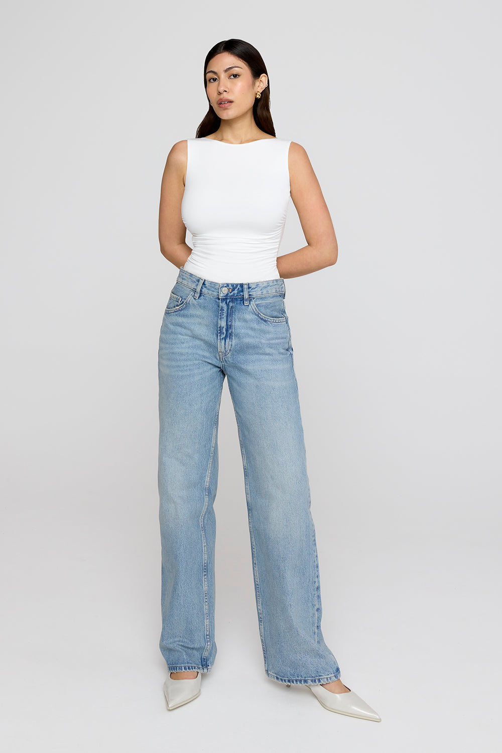 365 Ruched Side Open Back Top - Coconut Milk