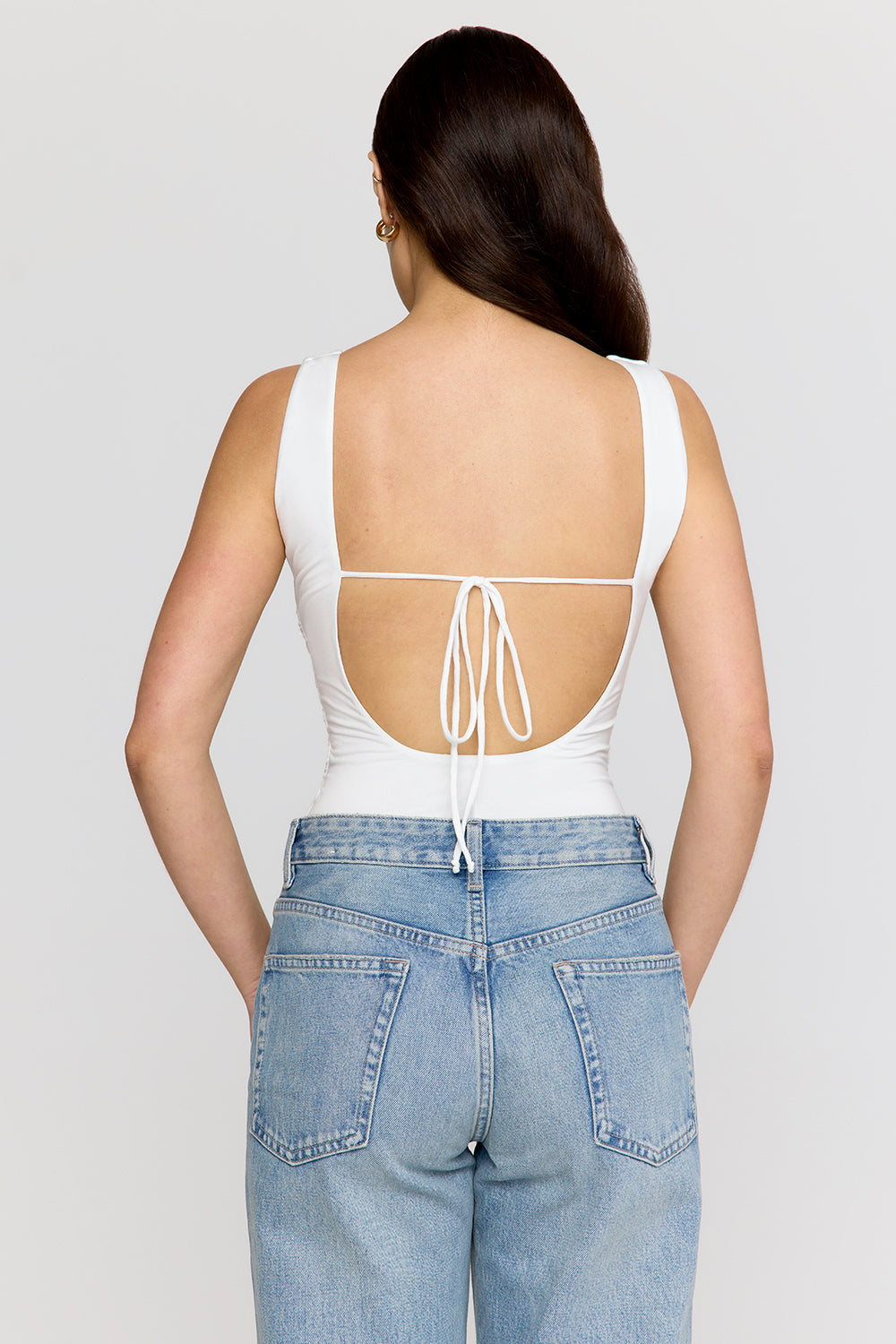 365 Ruched Side Open Back Top - Coconut Milk