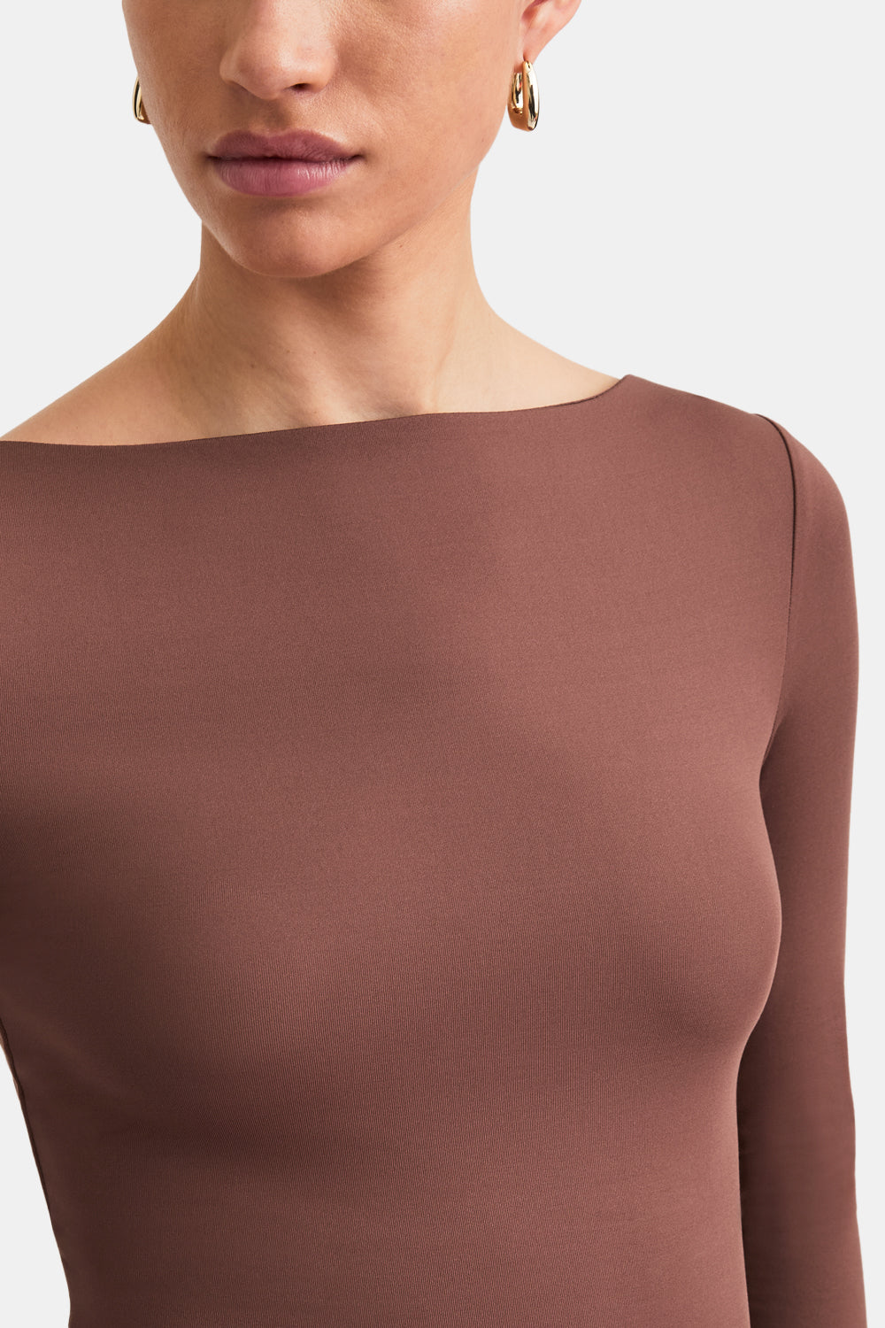 365 Boat Neck Long Sleeve Top - Clay