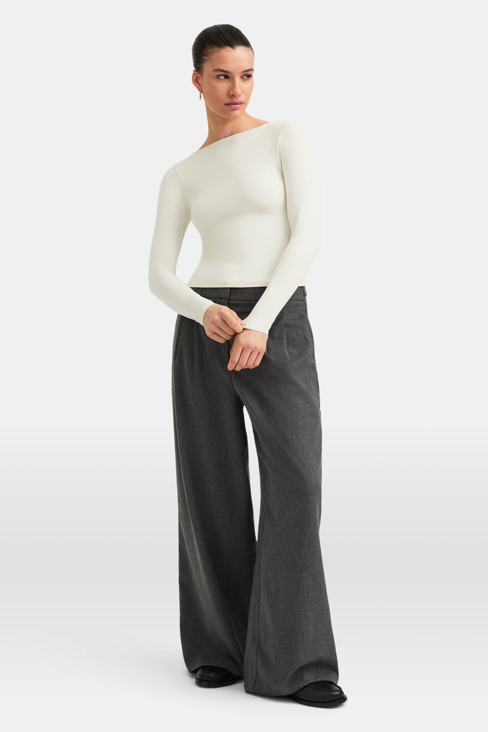 365 Boat Neck Long Sleeve Top - Vanilla