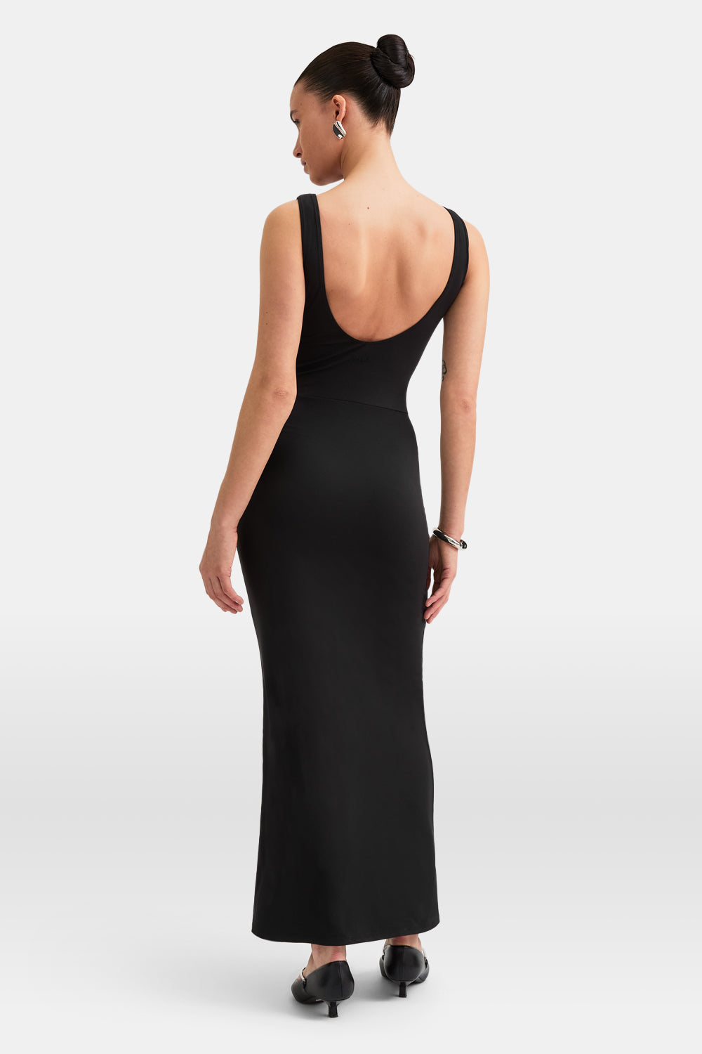 365 Open Back Maxi Dress - Shadow Black