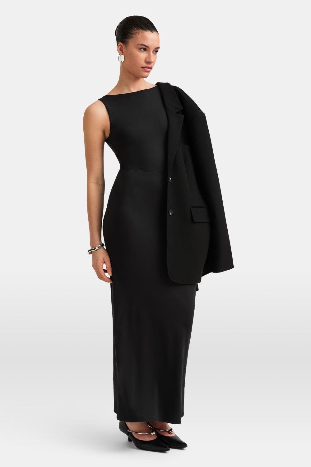 365 Open Back Maxi Dress - Shadow Black