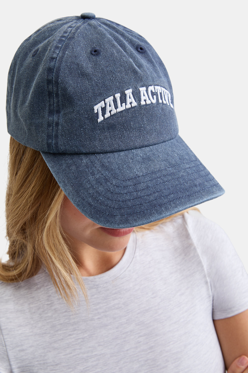 TALA Active Embroidered Cap - Washed Denim