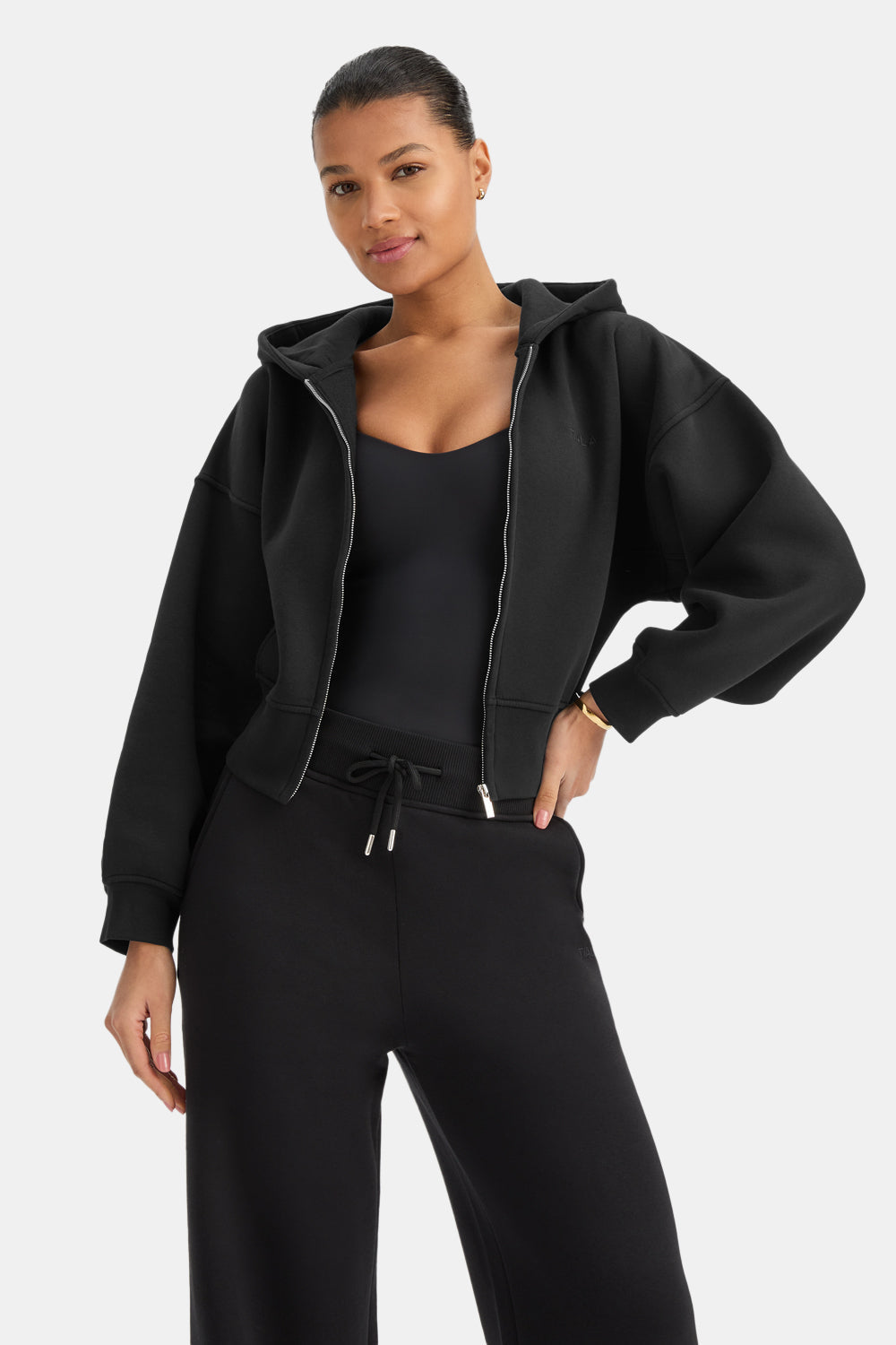 Cocoon Zip Through Hoodie - Black