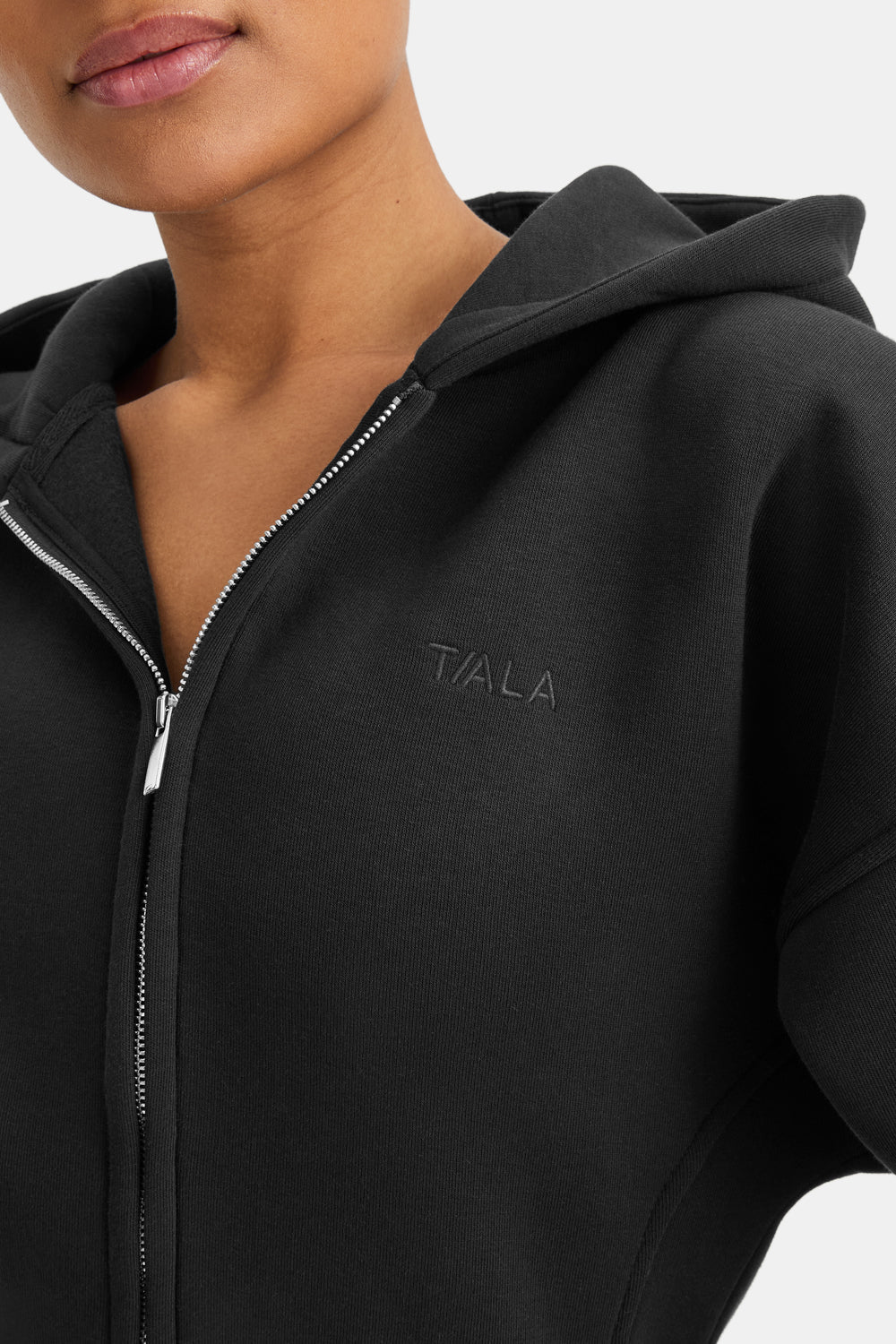 Cocoon Zip Through Hoodie - Black