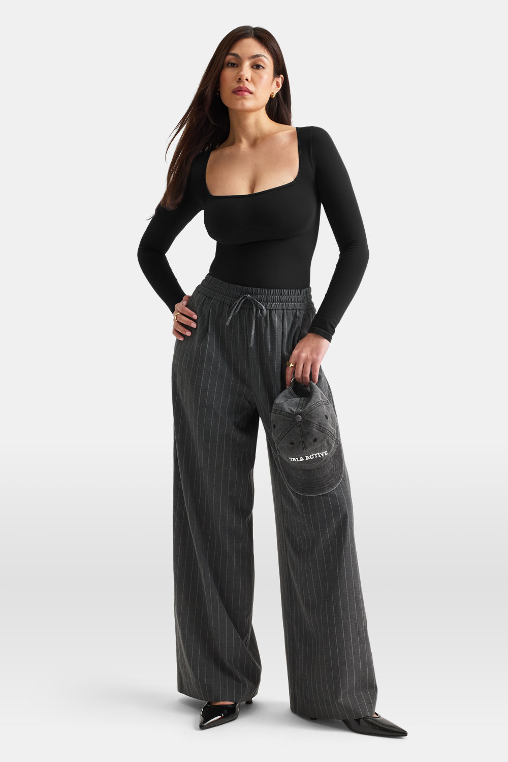 365 Contour Square Neck Bodysuit - Shadow Black