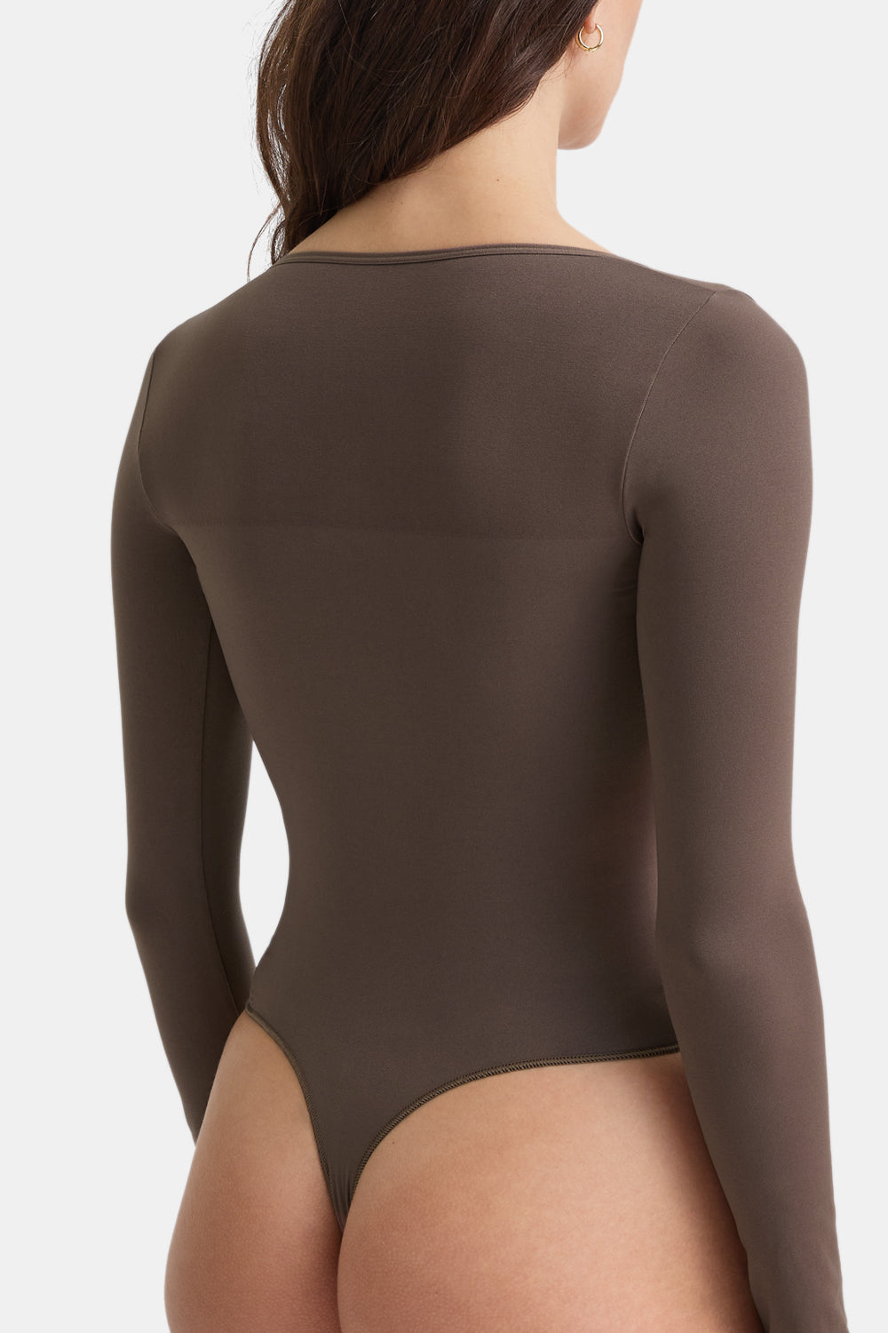 365 Contour Square Neck Bodysuit - Mocha