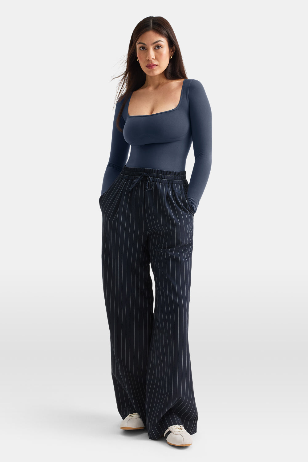 365 Contour Square Neck Bodysuit - Washed Navy