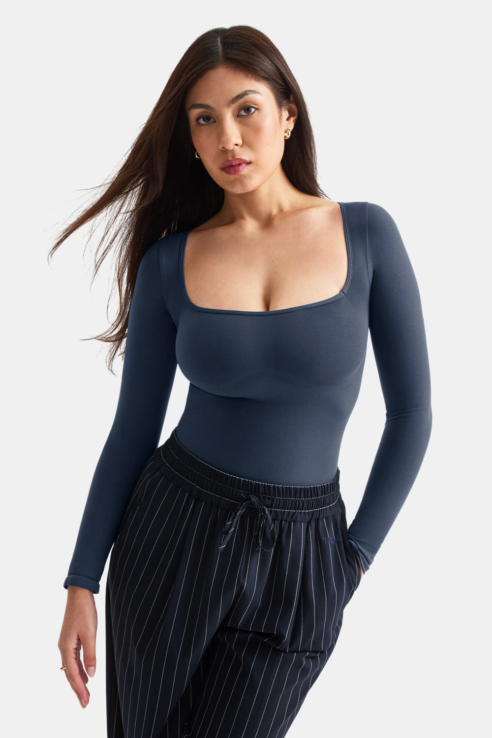 365 Contour Square Neck Bodysuit - Washed Navy