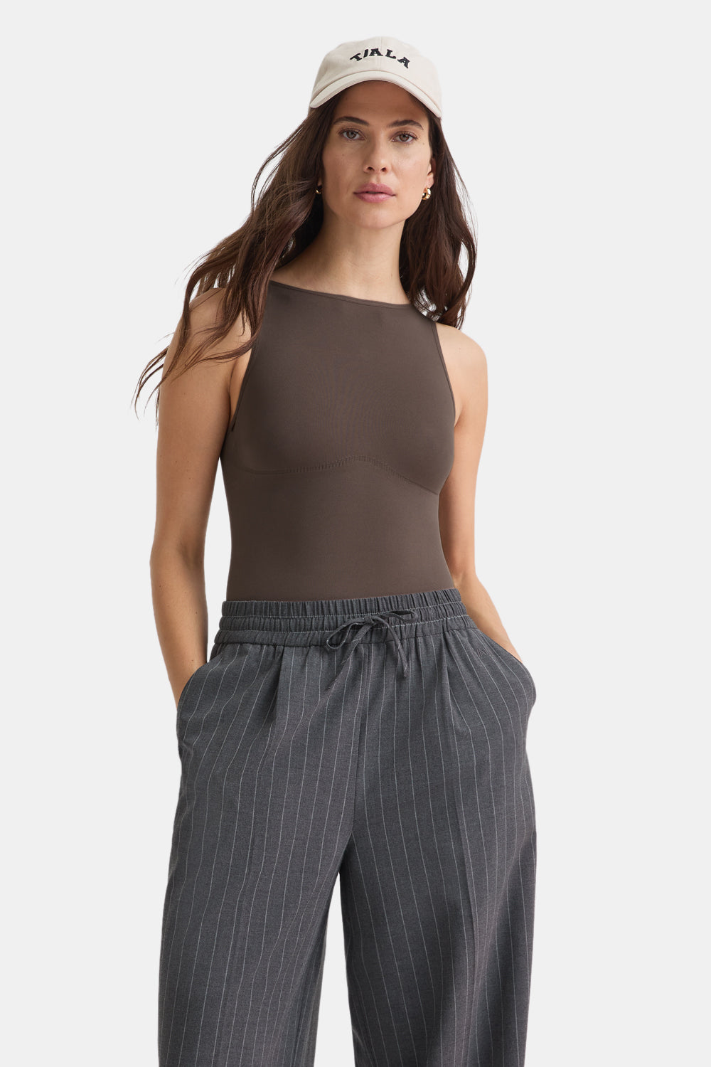 365 Contour Boat Neck Bodysuit - Mocha