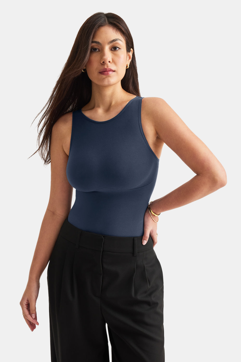 365 Contour Boat Neck Bodysuit - Washed Navy