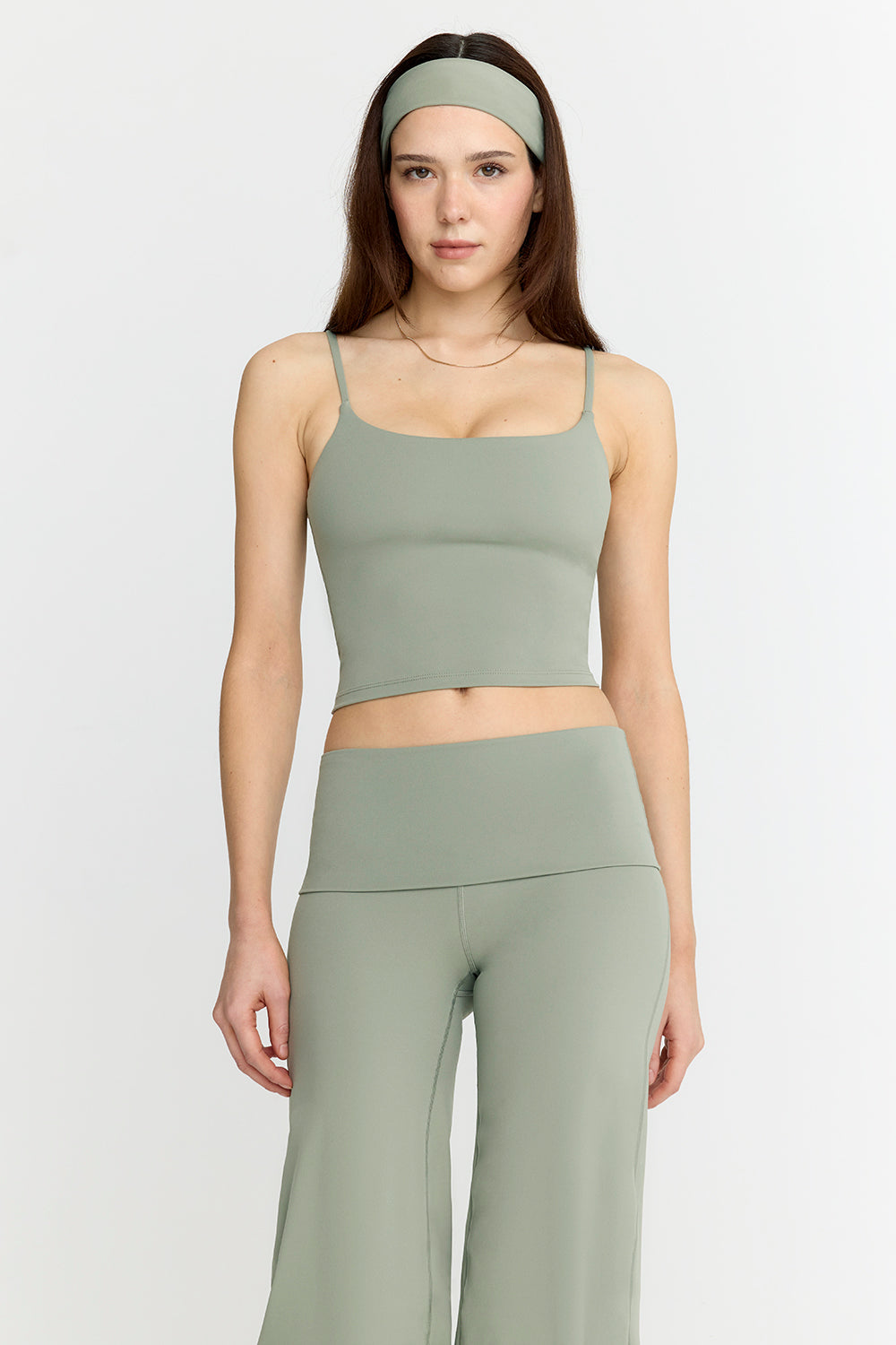 DayFlex Built-In Support Spaghetti Strap Cami Tank - Vintage Khaki