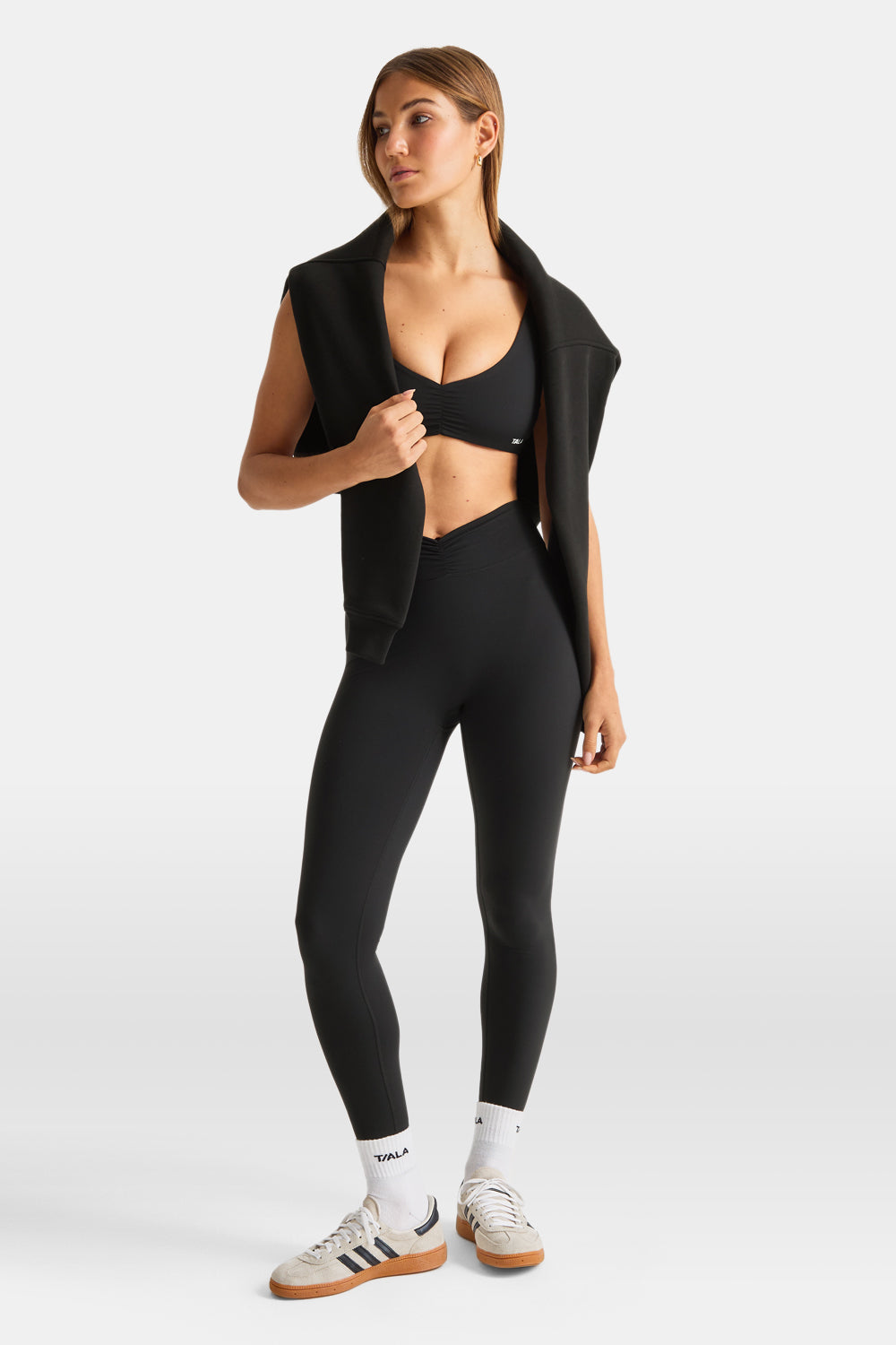 DayFlex Ruched Waist No Front Seam Legging - Shadow Black