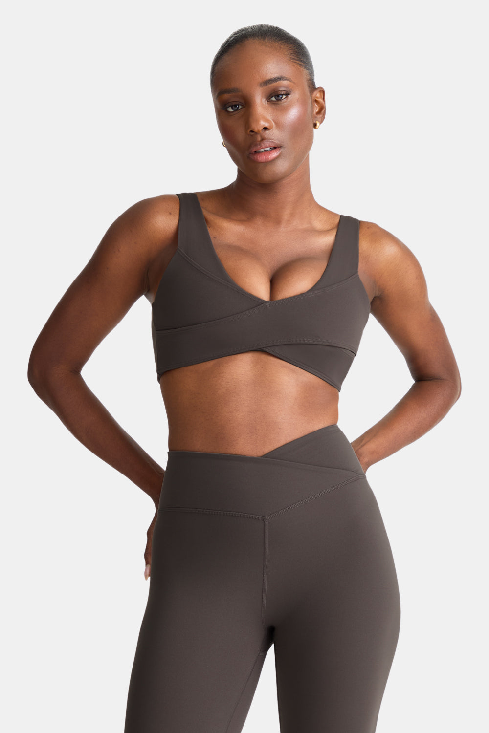 DayFlex Wrap Front Sports Bra - Mocha Brown