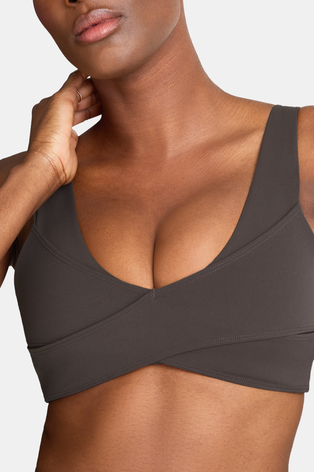 DayFlex Wrap Front Sports Bra - Mocha Brown