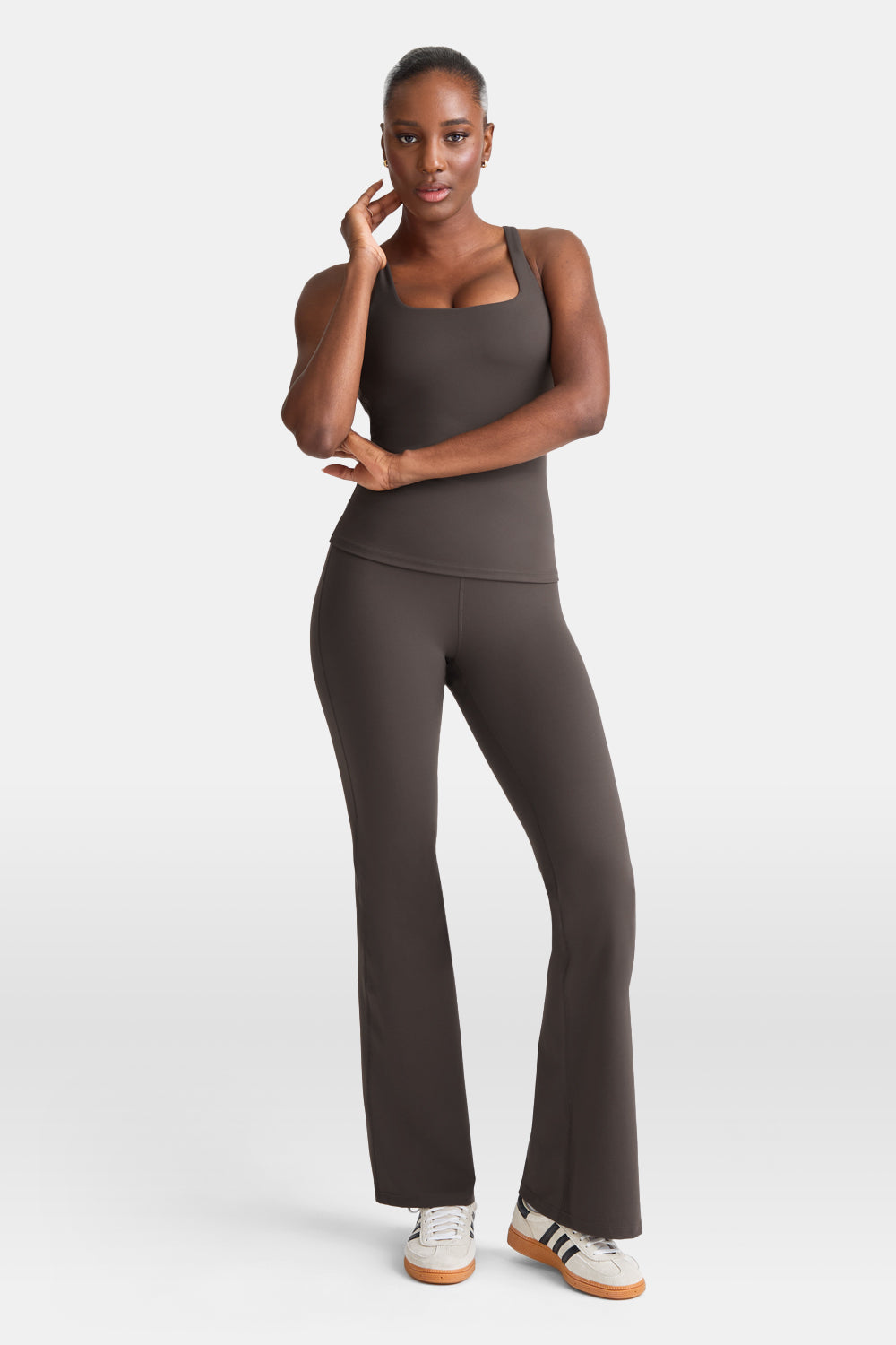 DayFlex Square Neck Full Length Vest - Mocha Brown