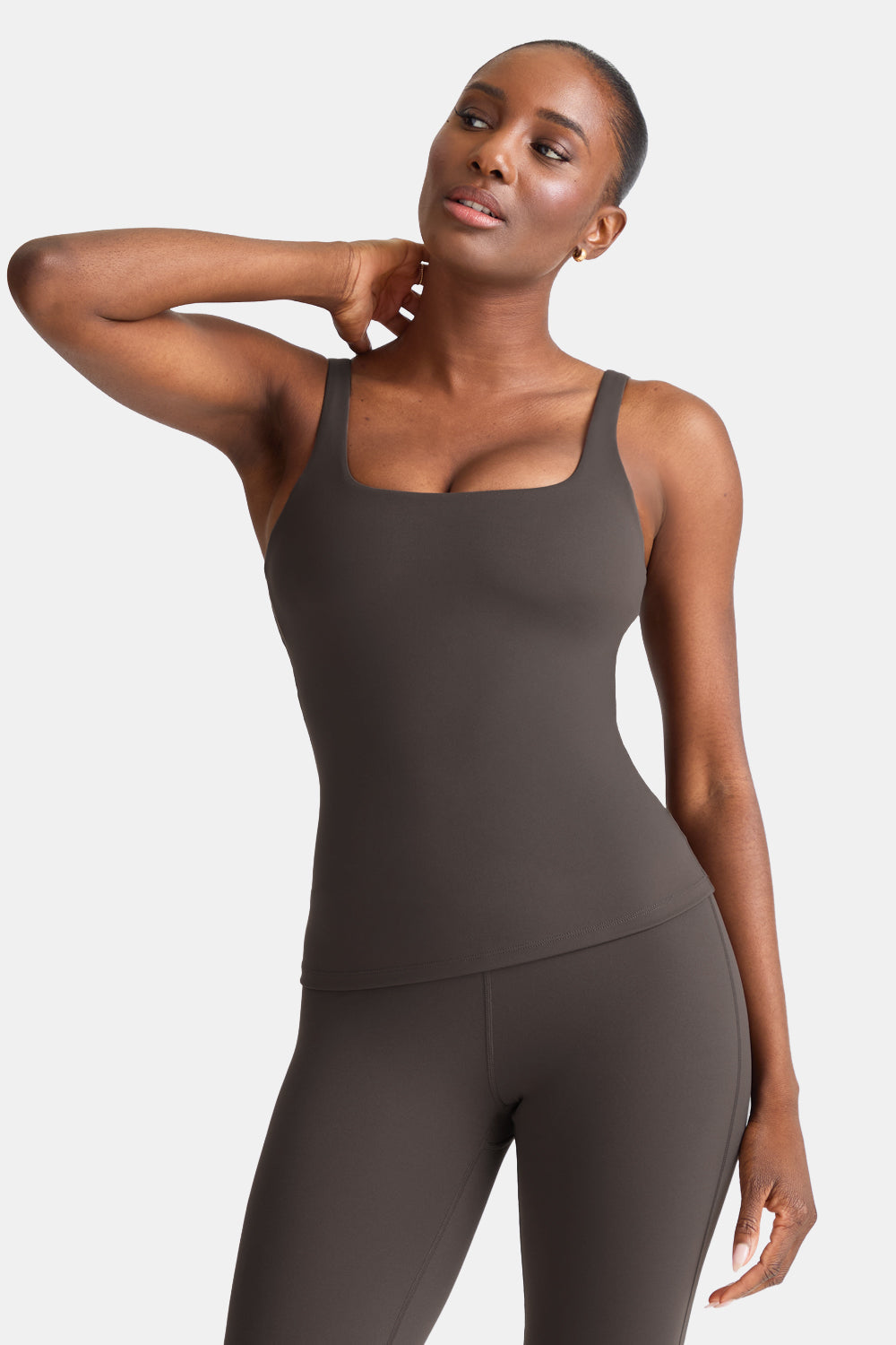 DayFlex Square Neck Full Length Vest - Mocha Brown