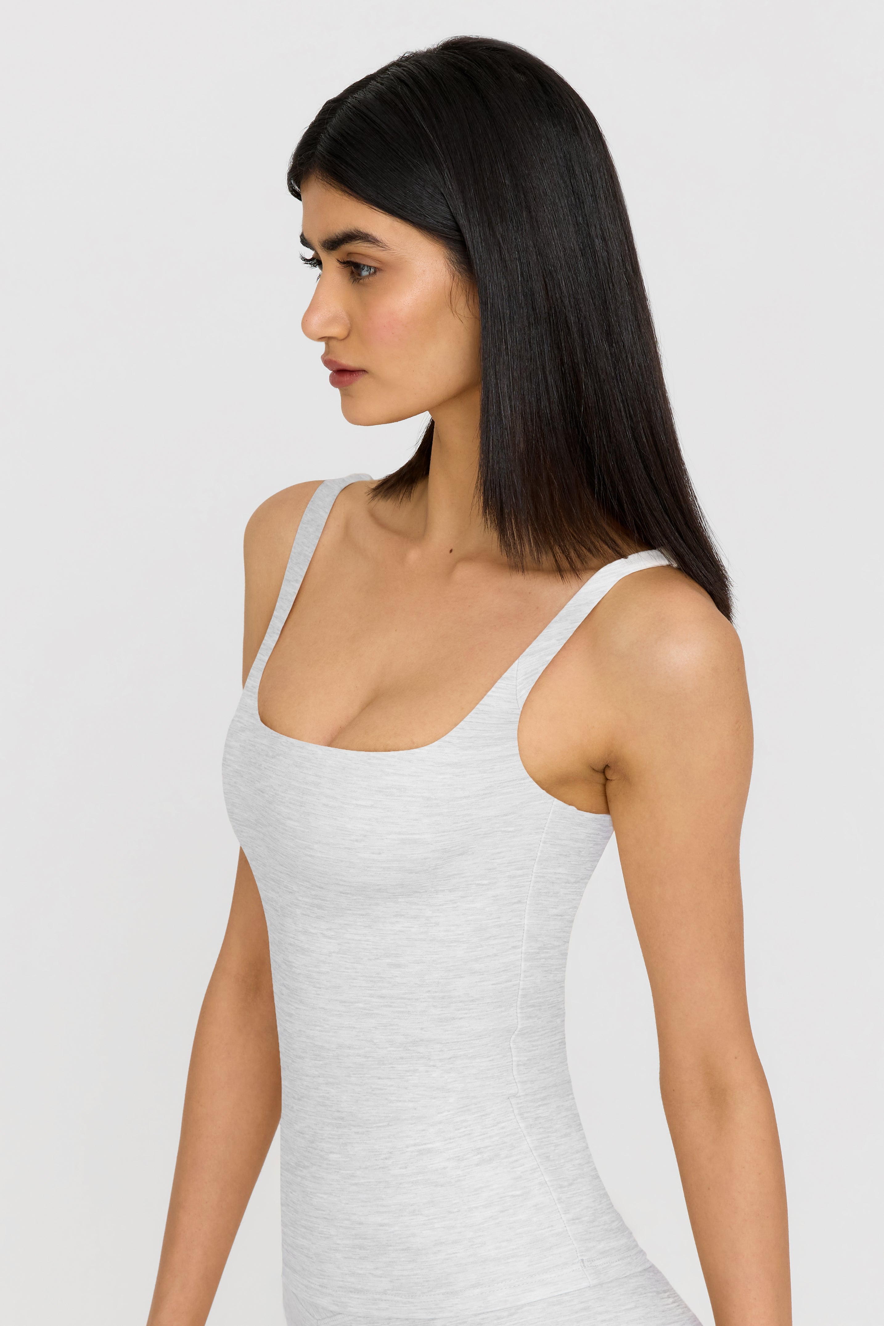 DayFlex Square Neck Full Length Vest - Grey Marl