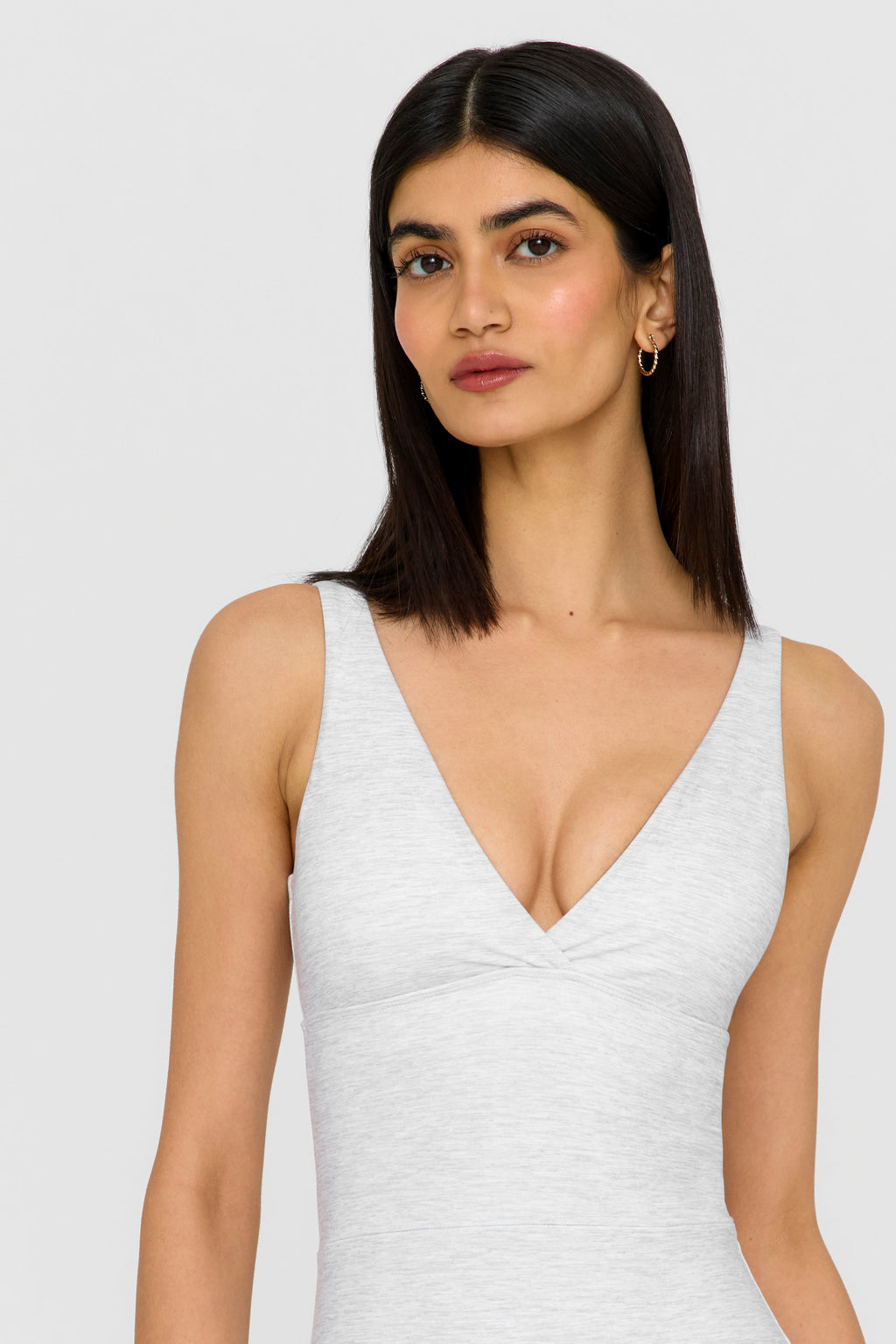 DayFlex Built-In Support V Neck Unitard - Grey Marl