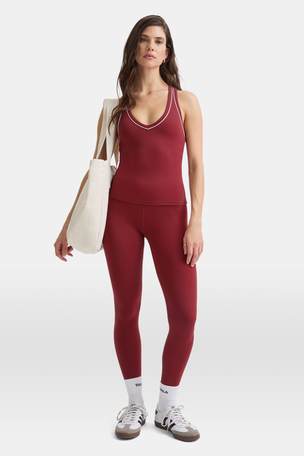 DayFlex Built-In Support V Neck Racer Vest - Vintage Red
