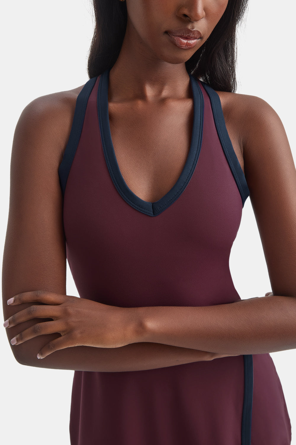 DayFlex Plunge Active Dress - Fig / Midnight Navy
