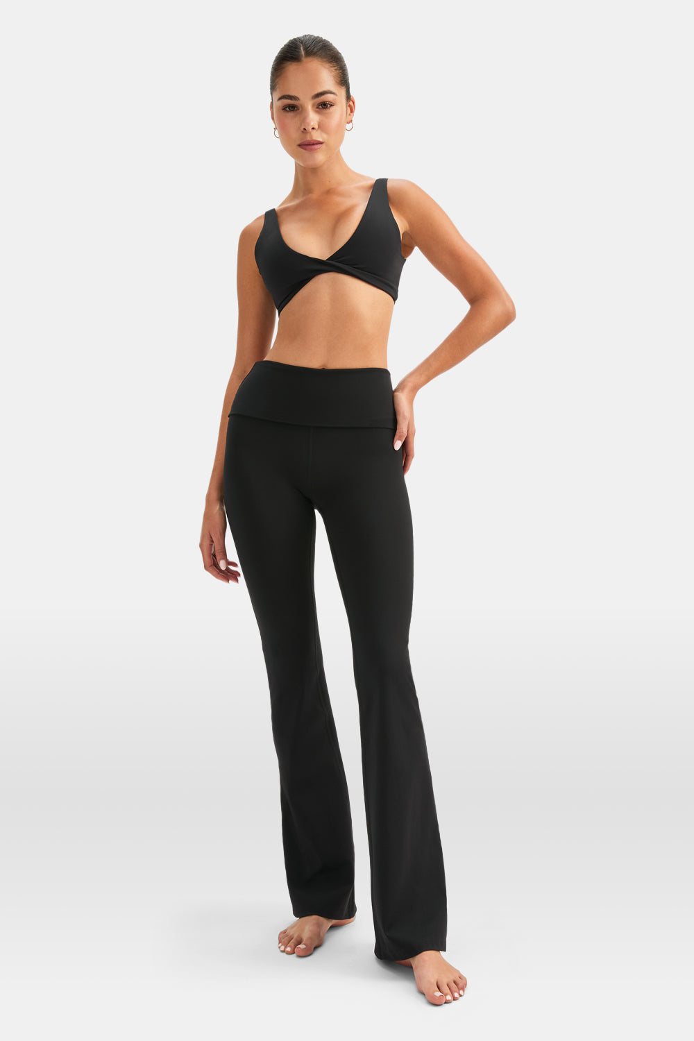 DayFlex Multiway Fold Waist Flared Yoga Pant - Shadow Black