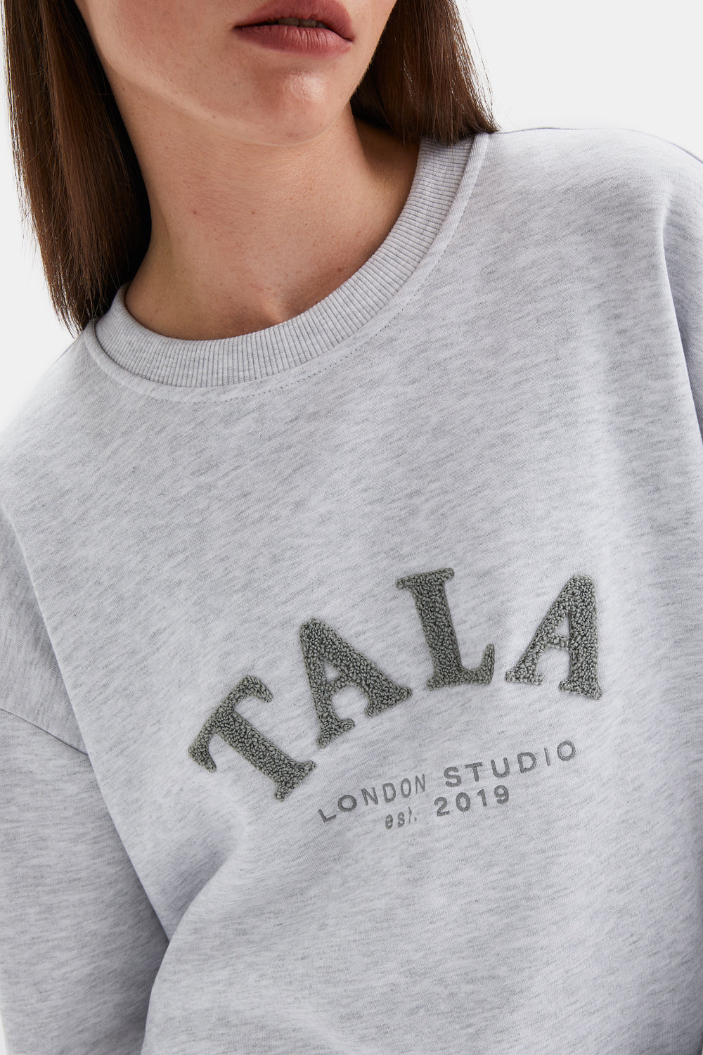 TALA Studio Oversized Longline Sweatshirt- Grey Marl