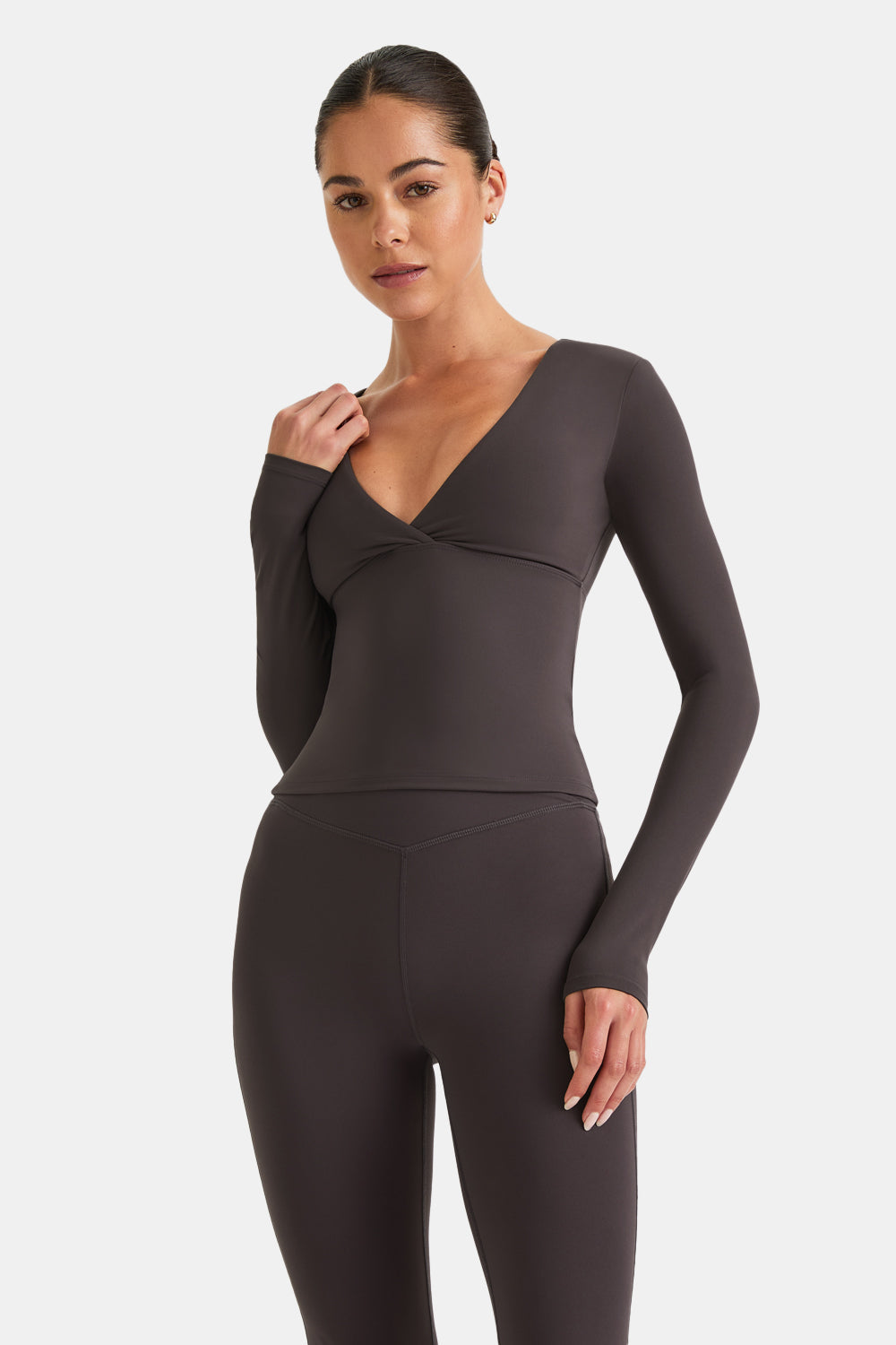 DayFlex V Neck Top - Cool Espresso
