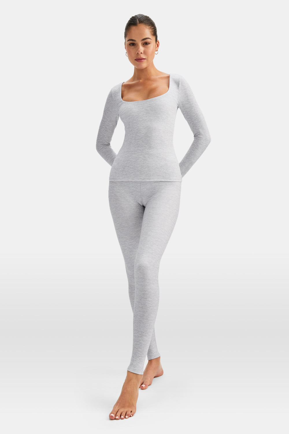 DayFlex Scoop Neck Top - Grey Marl