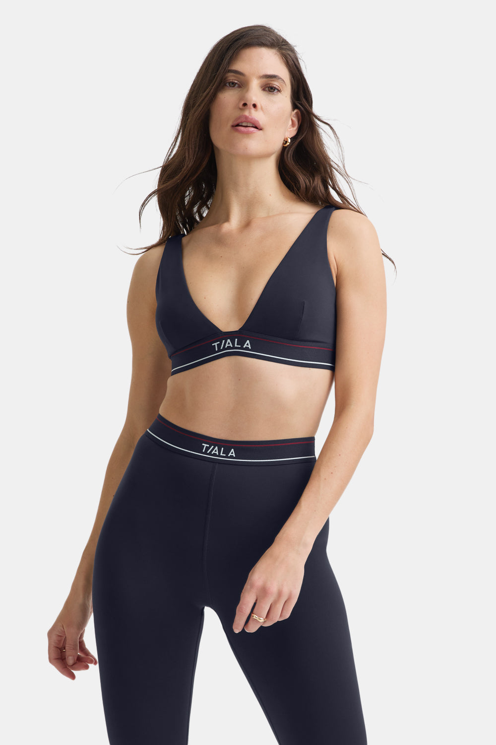DayFlex V Neck Logo Band Sports Bra - Midnight Navy