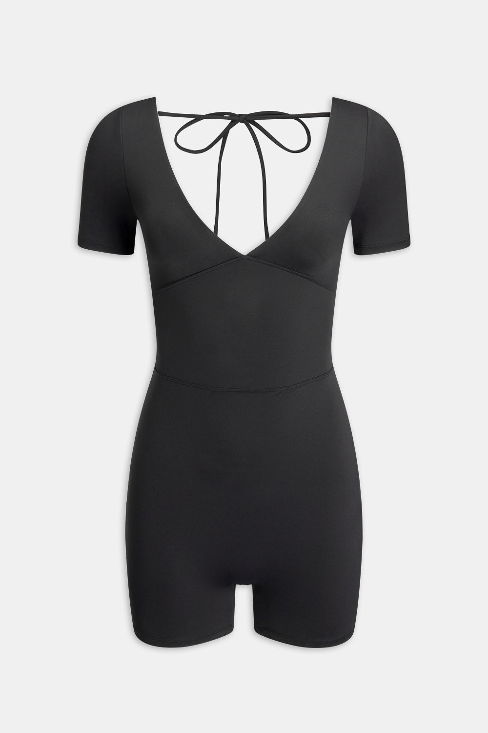 DayFlex Built-In Support Plunge Neck Tie Back Unitard - Shadow Black