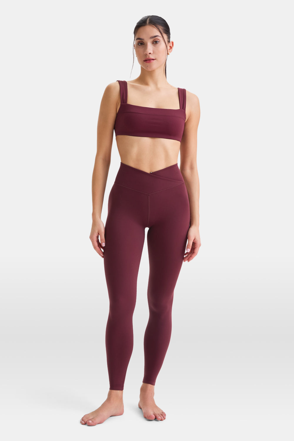 DayFlex Ruched Bandeau Sports Bra - Burgundy